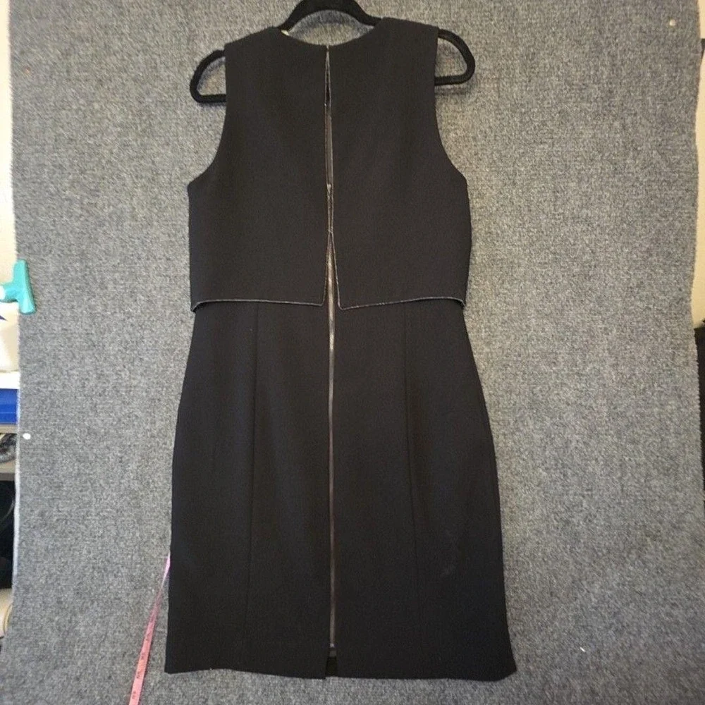 Elie Tahari Dress Womens Medium Black Layered Sheath Knee Length Sculpted